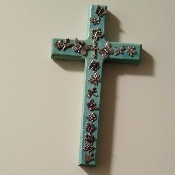 handmade Other - Hand Crafted Milagros Cross. Teal and silver.